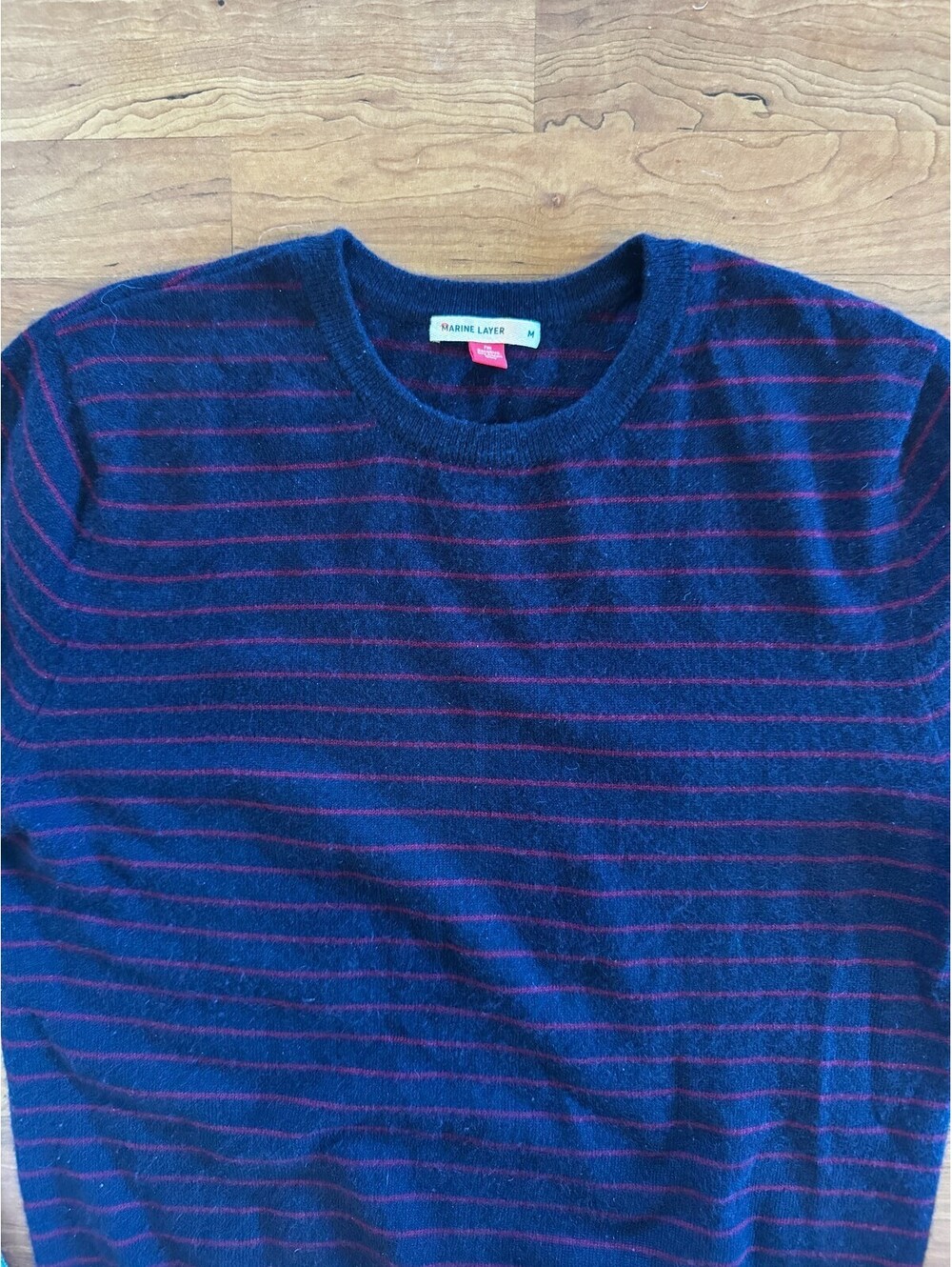 Marine Layer 100% Cashmere Navy Stripe Sweater Men's Medium